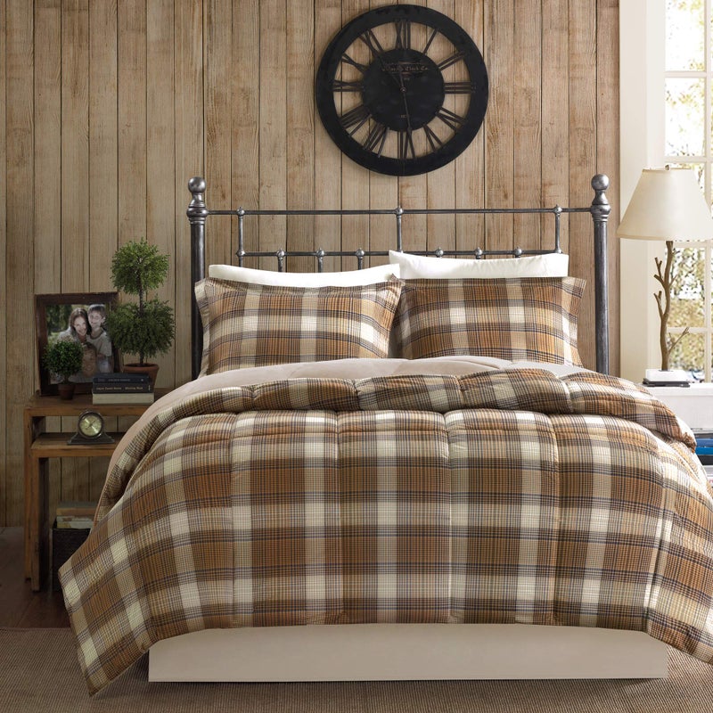 Woolrich John Rich & Bros. Woolrich Comforter Set, Cabin Lodge, Warm Cover for Colder Season, Modern Cottage-Inspired Down Alternative Ultra Soft Microfiber Bedding, Matching Sham, Plaid Brown Twin 2 Piece - Image 1
